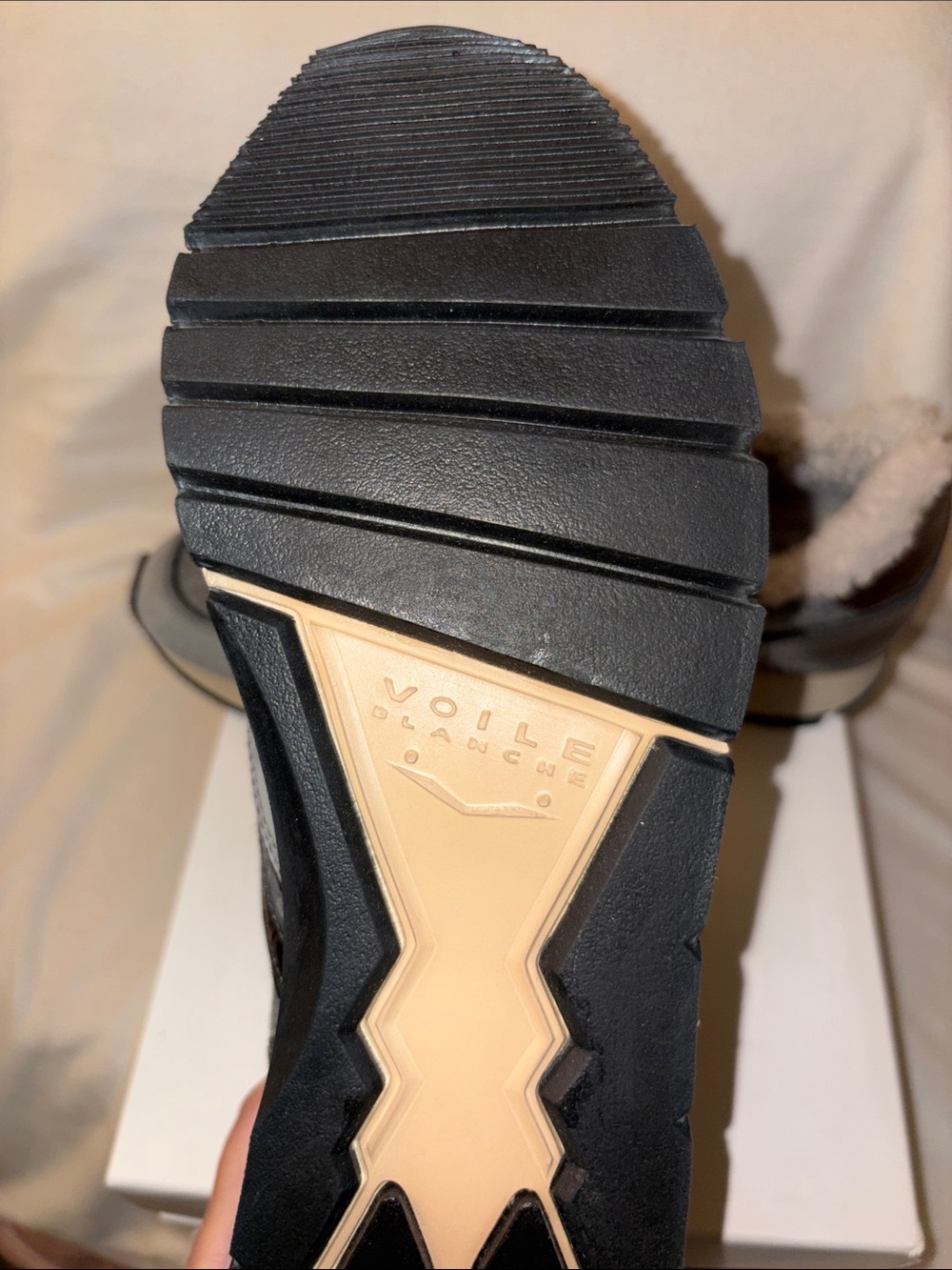 NWT VOILE BLANCHE JULIA Fur Leather and Fabric Sneakers in Grey - Picture 16 of 16